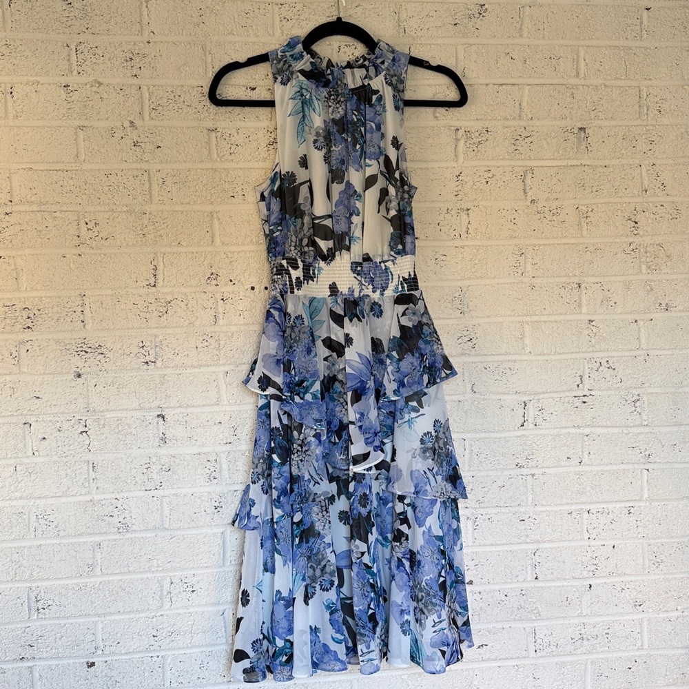 Eliza J Blue and White Floral Dress size 4